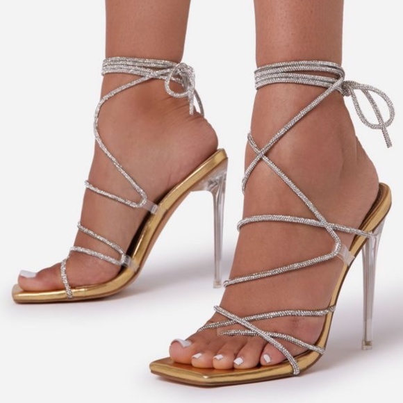 EGO LIA DIAMANTE STRAPPY LACE UP HEEL - Picture 1 of 7